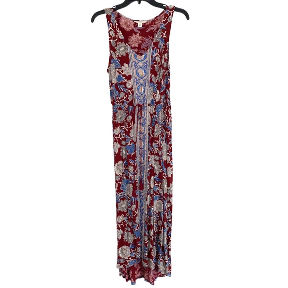 NWOT LUCKY BRAND Maroon Floral Print Tank Dress Size Extra Small - Picture 6 of 6
